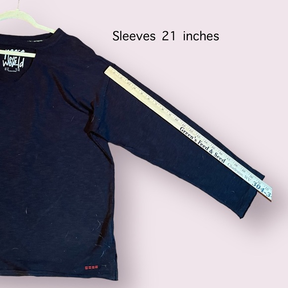 Peace Love World Long Sleeve Cut Out Tee. Black. Size 1X. - Picture 8 of 15